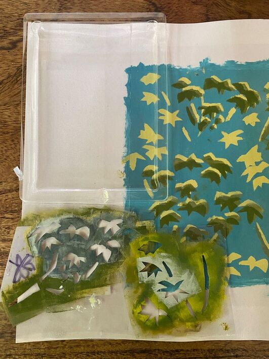 using-new-stencils-from-box-at-art-studio-table