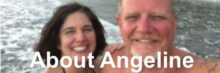 Angeline and Andy at beach with link to About her webpage